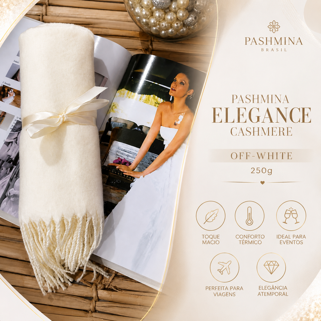 Pashmina Cashmere Off White Macia Luxuosa