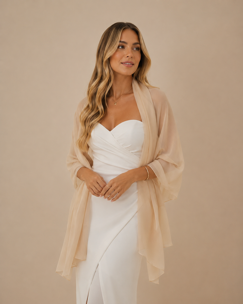 Echarpe Chiffon Bege Nude Transparente
