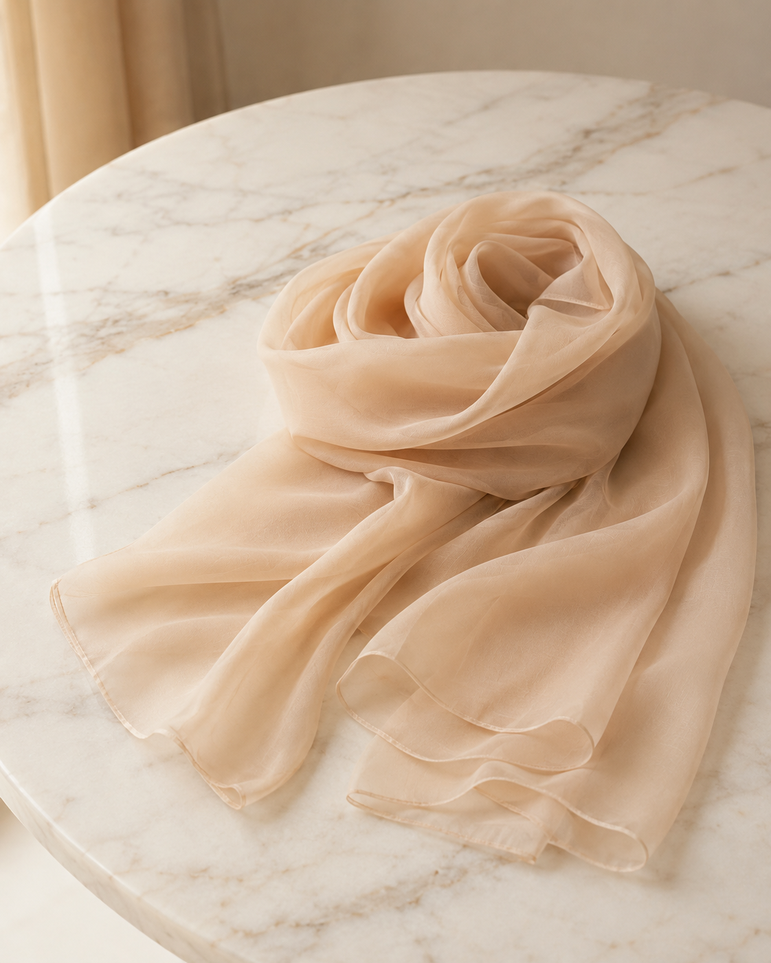 Echarpe Chiffon Bege Nude Transparente