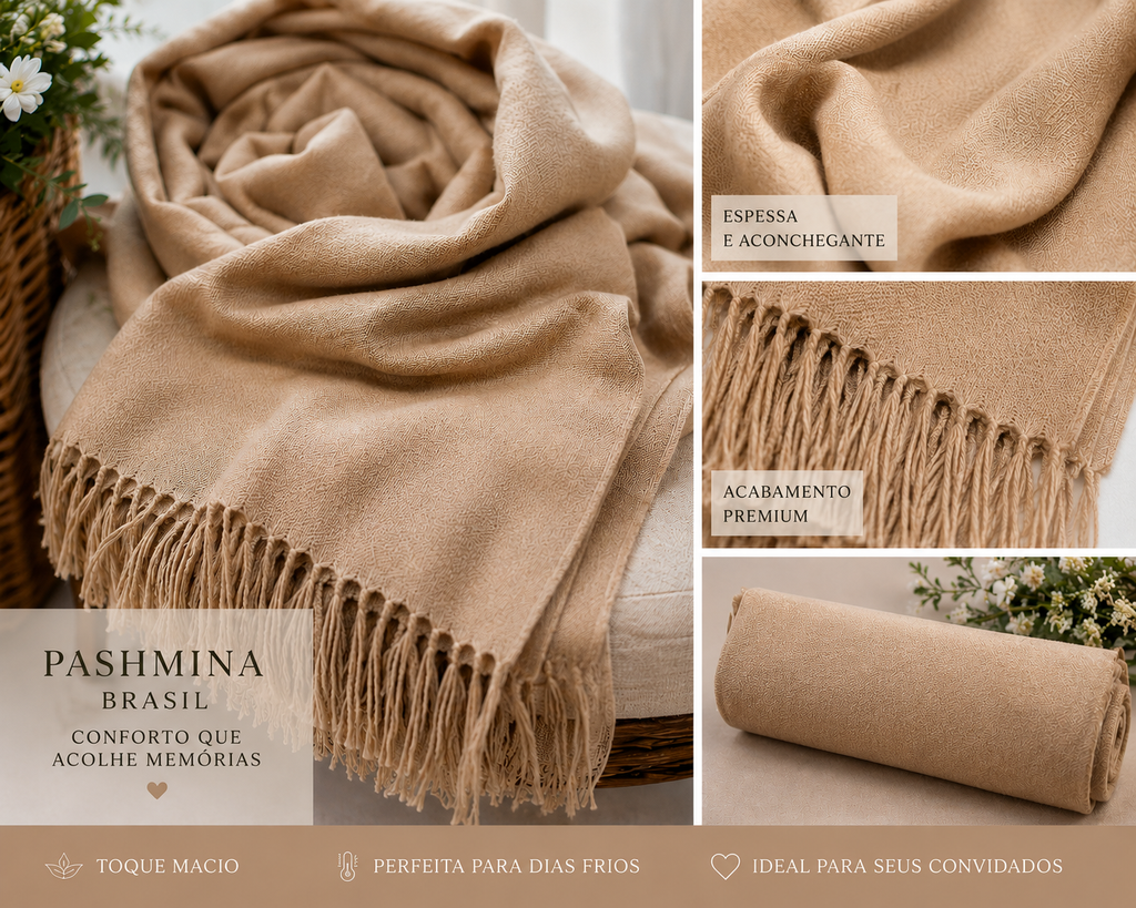 Pashmina Bege Elegance | Toque Macio para Eventos e Ocasiões Especiais