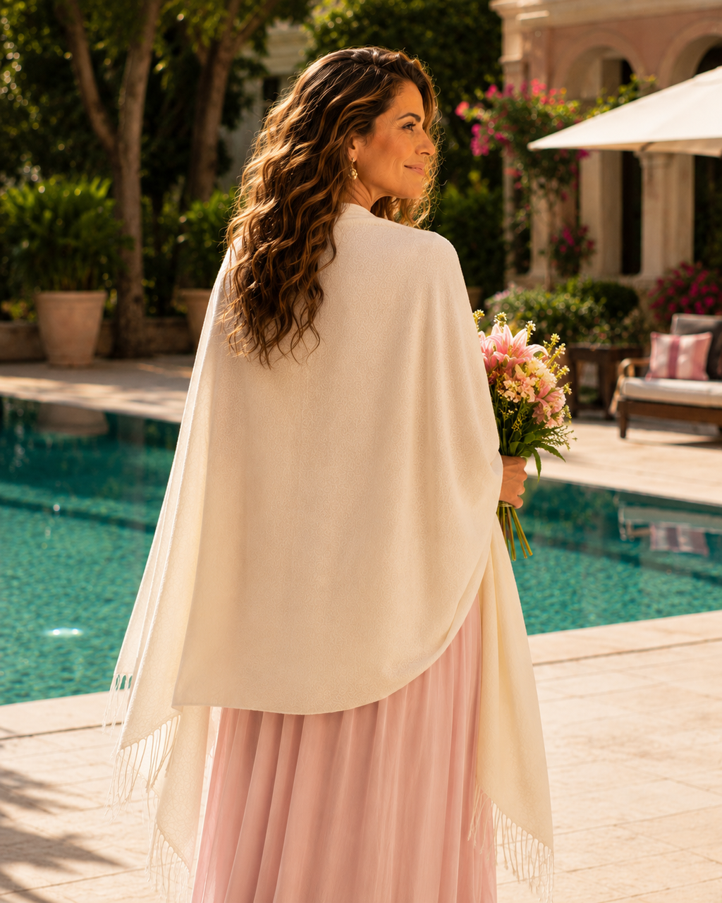 Pashminas Lembrancinha de Casamento Kit 10 uni e Cesto Florido