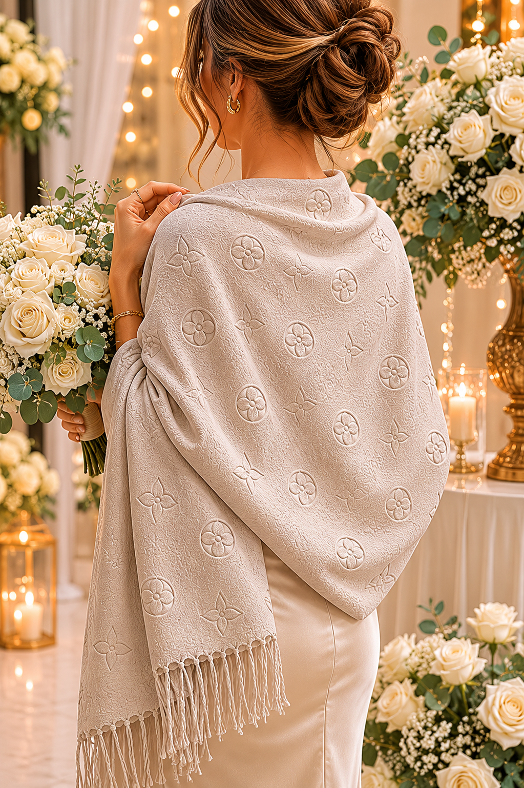 Pashmina FENDI Grossa com Relevo | Toque Cashmere Premium | 1,80 x 0,62 cm