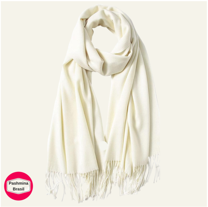 Pashmina Quentinha Off White Creme Aveludada Casamento