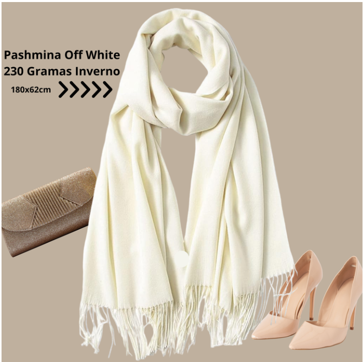 Pashmina Quentinha Off White Creme Aveludada Casamento